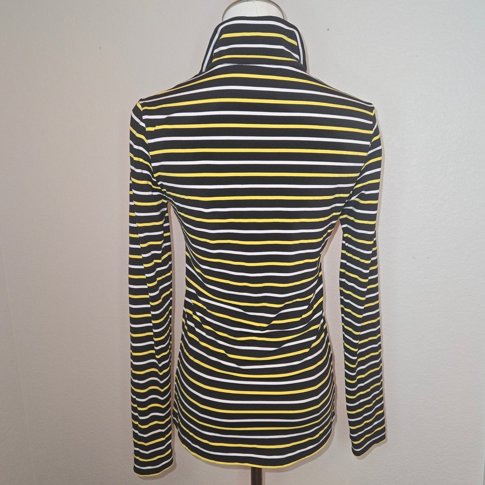 Lohla Sport‎ Striped Quarter Zip Pullover Top XS Black Yellow White Athletic - Picture 6 of 11